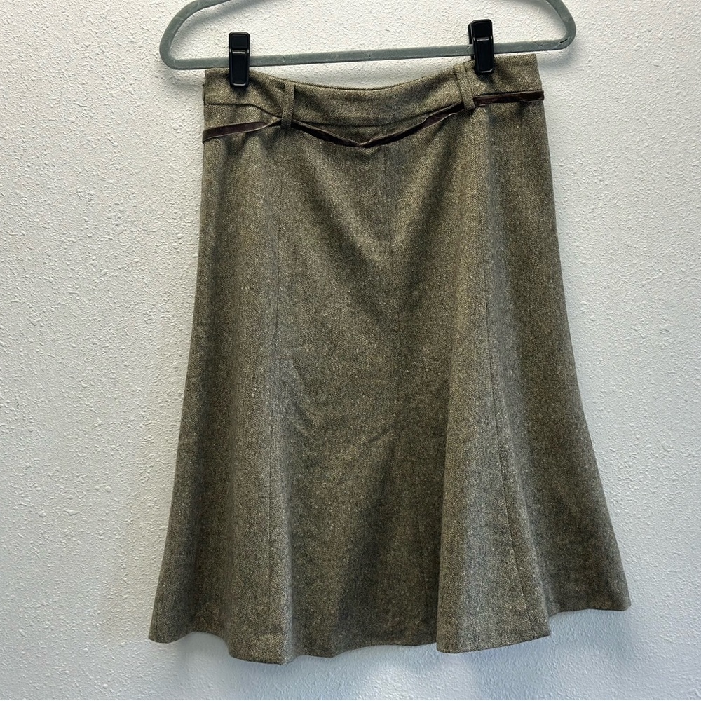 J. Crew 100% Wool Brown A-Line Skirt - Picture 6 of 12